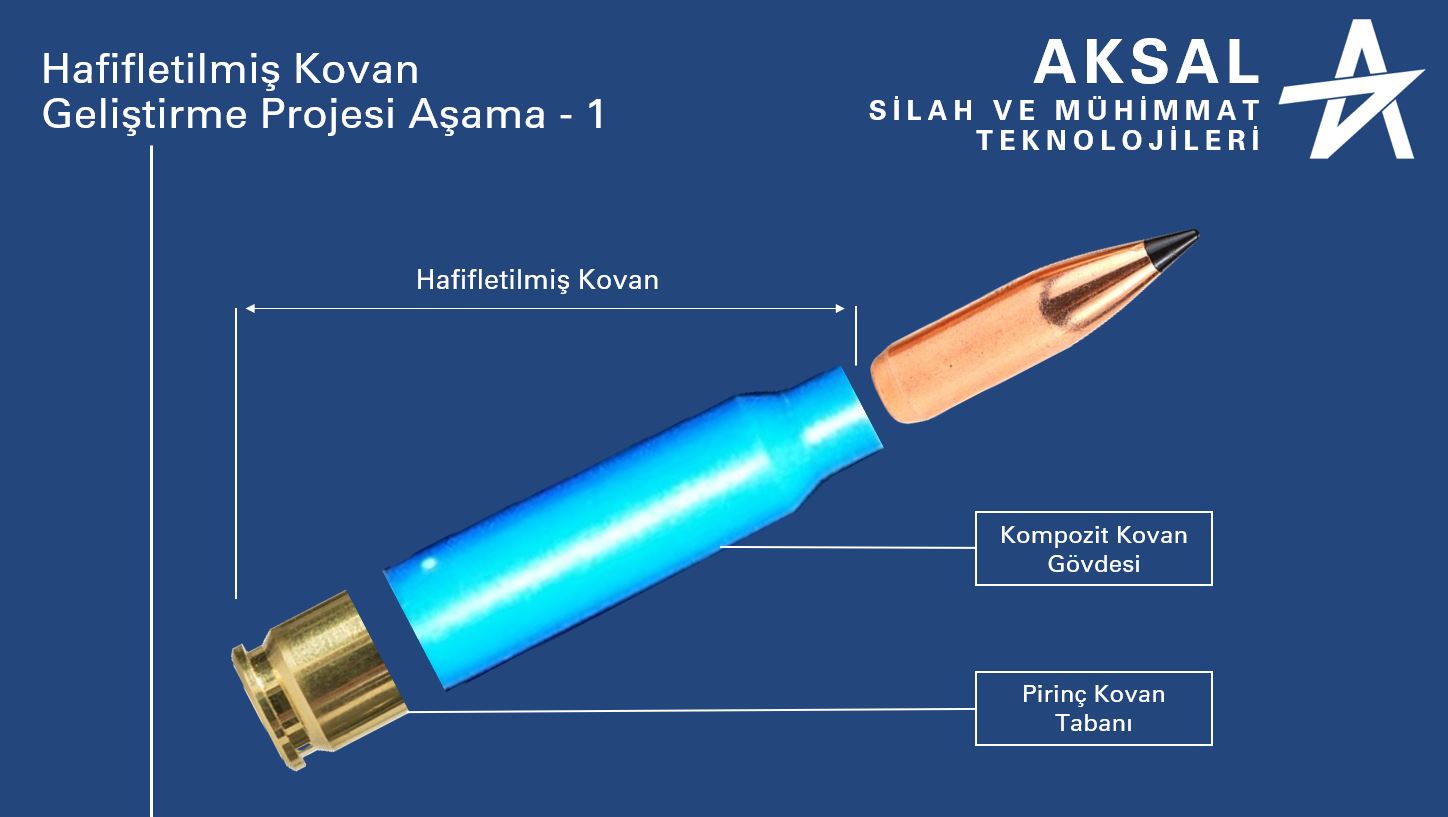 AKSAL KOMPOZİT HAFİFLETİLMİŞ MÜHİMMAT KOVANI